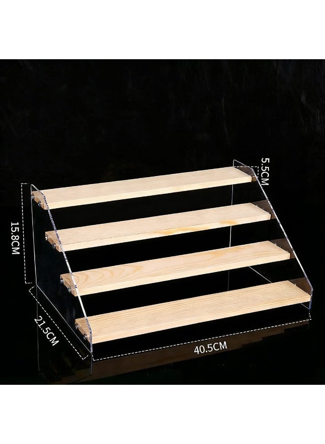 بيتلا ستاند عرض من الخشب والأكريليك بـ4 طبقات، منظم عطور متعدد المستويات، حامل عرض للكعك والمجسمات للطاولة - Image 2